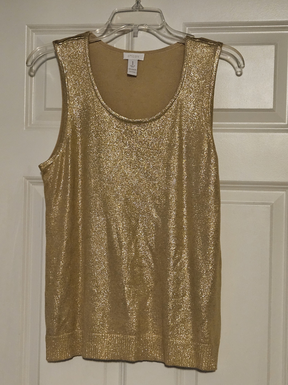 Chico's Gold Metallic Scoop Neck Tank